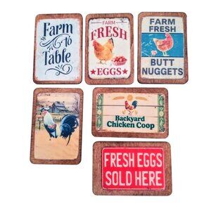 Set Of 6! Farmhouse 1:12 Scale Miniature Vintage Look Wood Signs